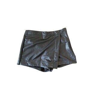 Rewash Juniors' Faux Leather Mini Skort Black   M